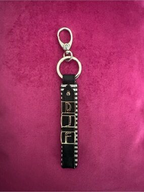 Henri Bendel Leather Bag Charm Key Fob Strap with Slide Charms